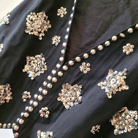 JUST JEANS Embroidered 90s Vest Black Boho Mexican - Picture 3 of 8